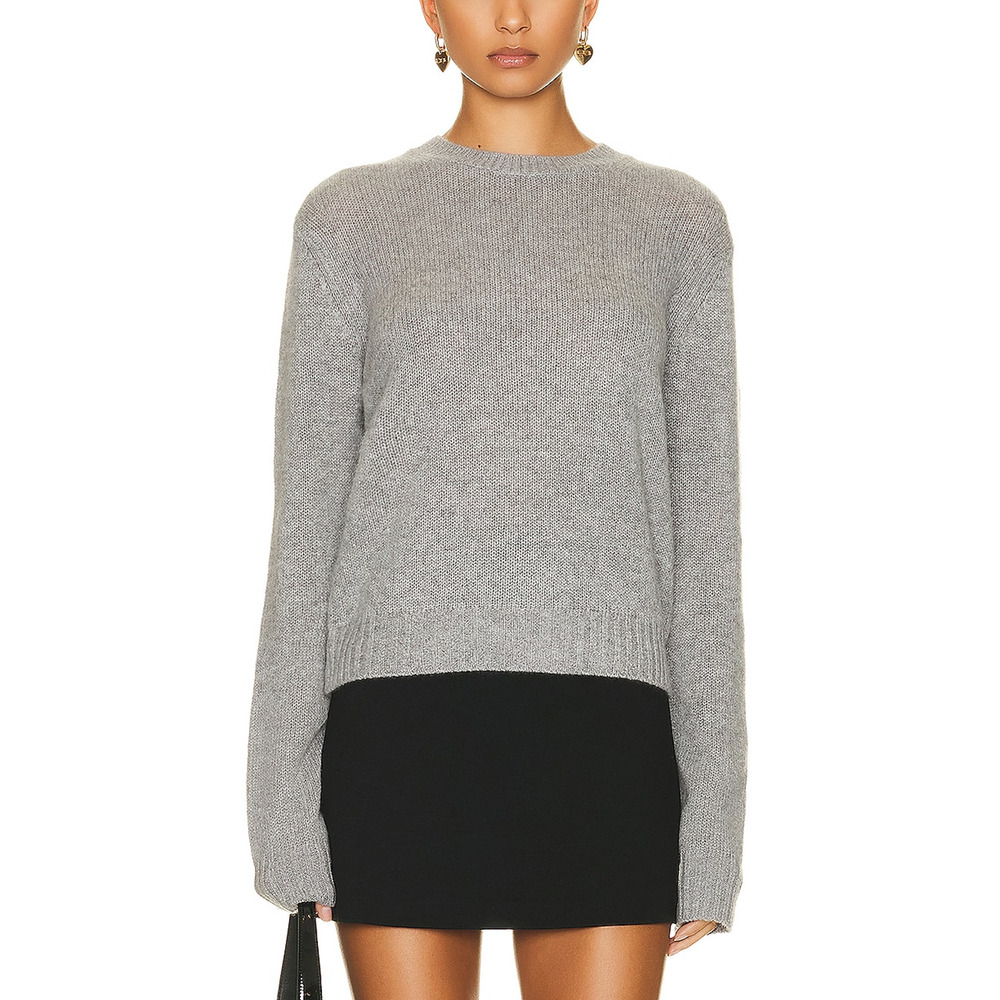 Enza Costa Long Sleeve Grey Cashmere Crew Neck Sweater Size XS